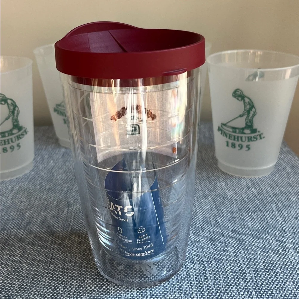 Pinehurst No 2 Tumbler Tervis Lid Four Plastic Cups‎ Drinking Golf 1895